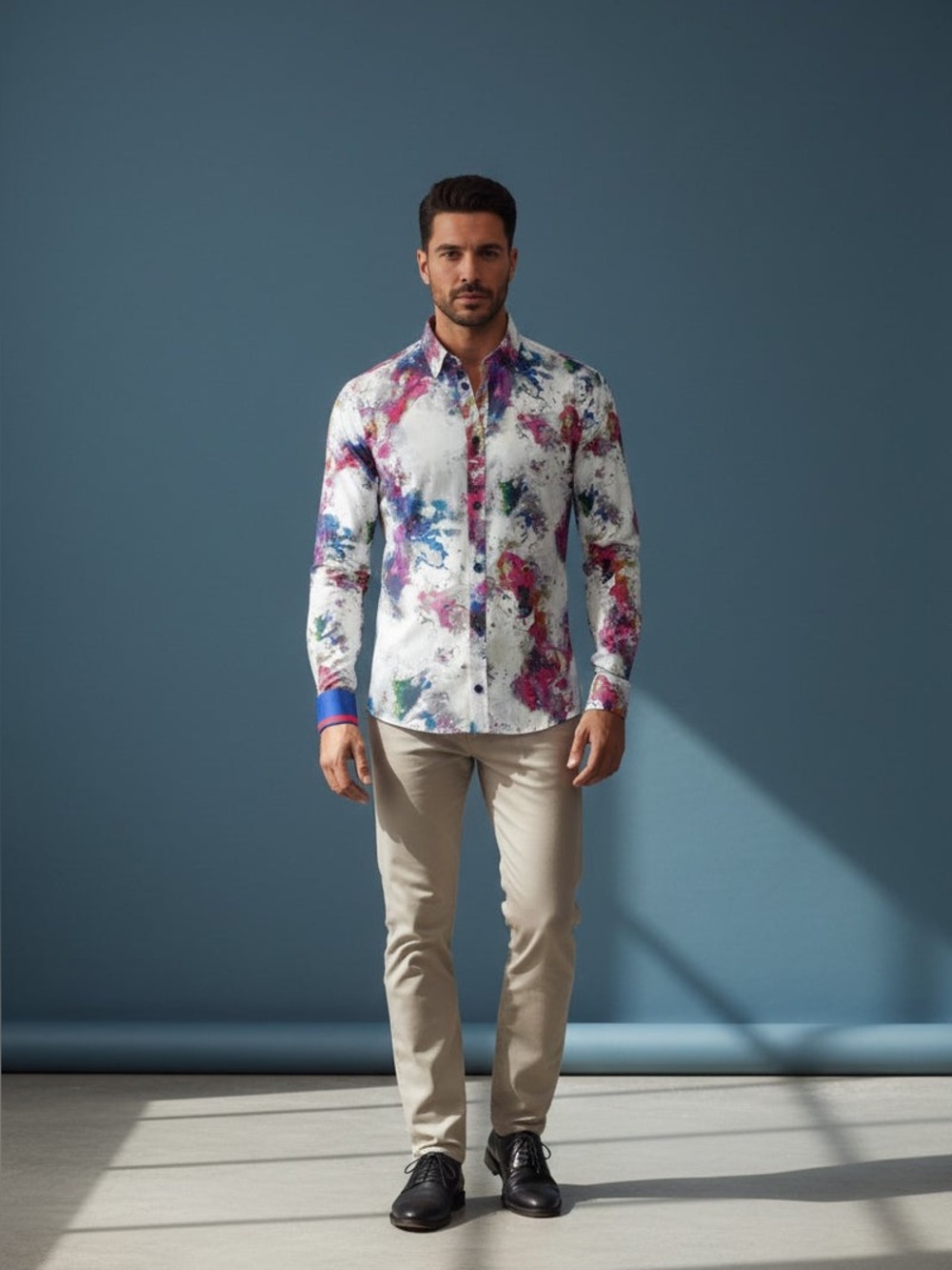 Men’s Vercini Spectrum Splash Button Down Dress Shirt